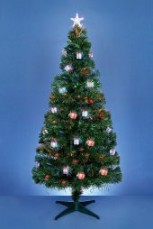 120cm/4ft Fibre Optic Artificial Christmas Tree with Colour Changing LED Parcels
