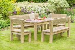 Leida Solidwood Garden Set (Table, 2 Benches & 2 chairs)