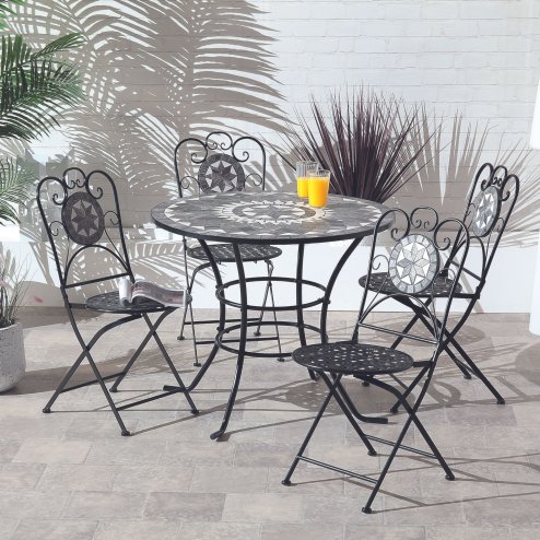 Black Star 4 Seat Mosaic Bistro Set