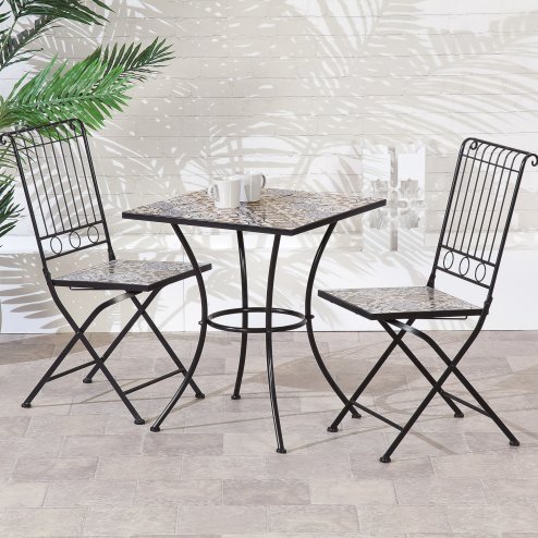 Alessandra 2 Seater Square Mosaic Bistro Set