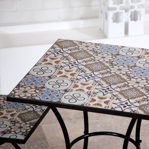 Alessandra 2 Seater Square Mosaic Bistro Set