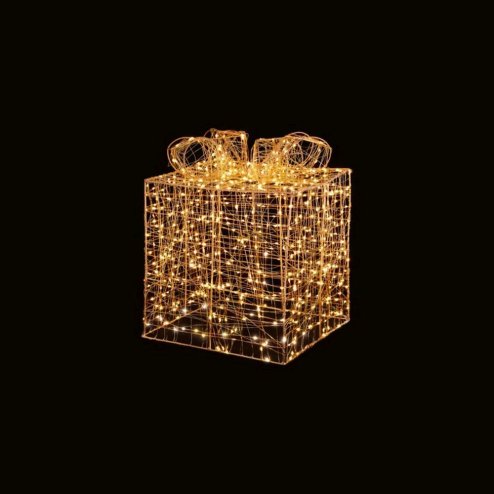 Christmas Rose Gold Parcel Gift Boxe With 600 Warm White LEDs light 25cm