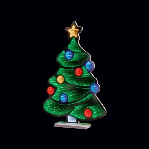 Christmas Christmas Tree Infinity Mirror 60cm - Multicoloured 3D Double Sided LED Light Effect