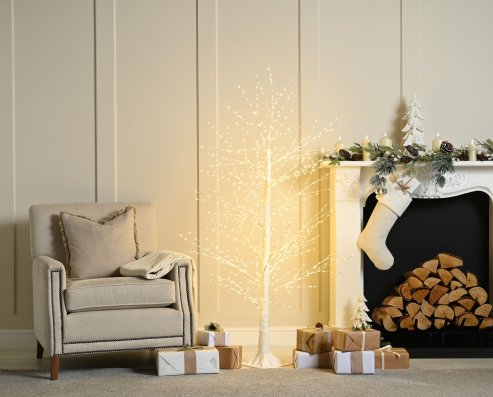 1.5m/5ft Micro Dot White Christmas Tree with 900 Dewdrop Warm White Static leds