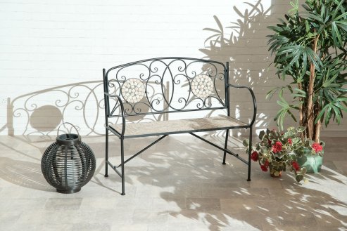Milan Wrought Iron Mosaic Bench