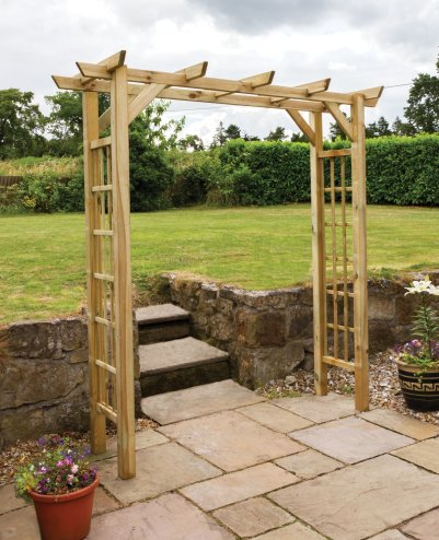 Flat Top Garden Arch with Trellis