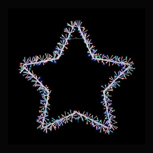 Christmas 90cm Silver Star with 320 Multi-colour Cluster Led Light - Indoor or outdoor use