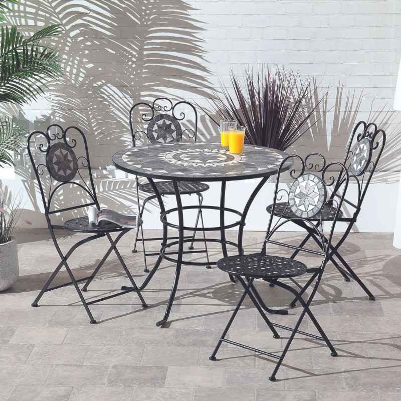 Black Star 4 Seat Mosaic Bistro Set
