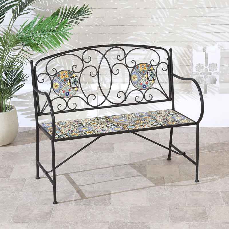 Majorelle 2 Seater Mosaic Garden Bench