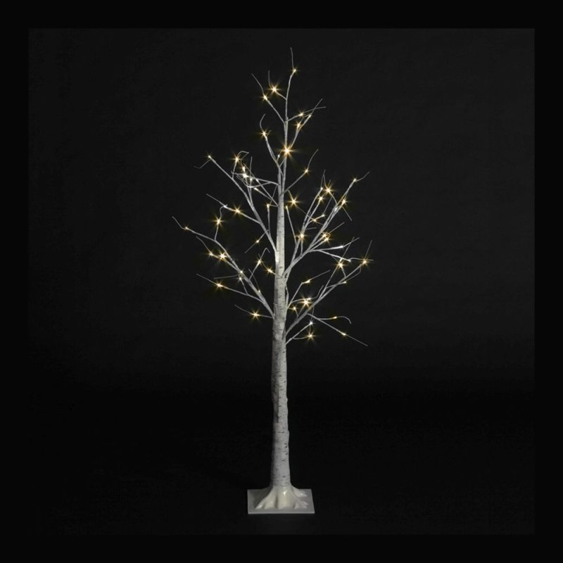 Pre-Lit Christmas White Birch Tree with 150cm/5ft height and 64 Warm White Micro Led