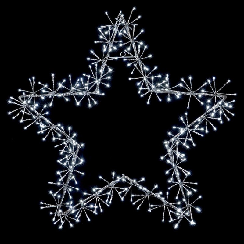 Christmas 90cm Silver Star with 320 Cool White Cluster Led Light - Indoor or outdoor use