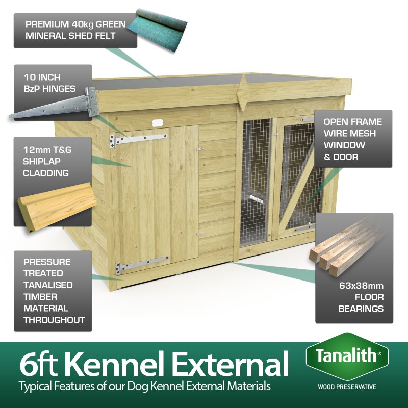 6X4 Dog Kennel (4ft Height) Flat Packed