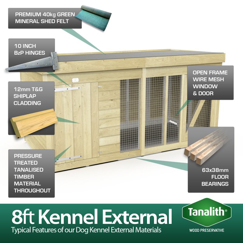 8x4 Dog Kennel (4ft Height) Flat Packed