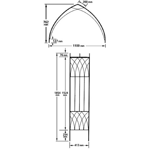 Abbey Metal Garden Rose Arch Arbour Modern Design 228cm High