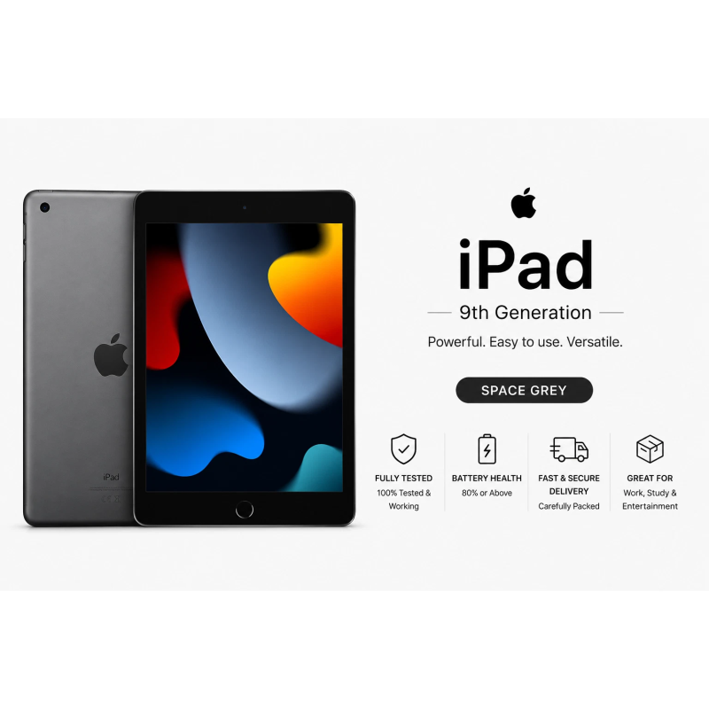 Apple iPad 9th Generation 10.2" - Refurbished (Grade B) - Good Condition - A13 Bionic Chip - Supports Apple Pencil & Smart Keyboard - 12 Month Warranty