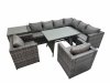 Fimous Rattan garden furniture Patio Furniture Sets with Dining Table 2 Chair Side Table Dark Grey Mixed