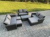 Fimous 7pc Rattan Sofa Garden Furniture Outdoor Patio Set with 3 Footstools Double Seat Sofa Dark Grey Mixed
