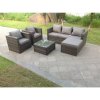 Fimous Lounge Dark Mixed Grey Rattan Sofa Set With Tables 2 Armchair Stool Outdoor Garden Furniture Patio 6 Seater