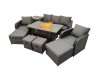 Fimous Garden Outdoor Rattan Furniture Set Rattan Reclining Chair 3 Seater Sofa with 4 Stools Side Table Dark Grey Mixed
