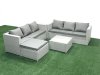 Fimous Rattan Garden Outdoor Furniture Set 7 Seater Rattan Garden Sofa Set with Big Footstool Light Grey Mixed