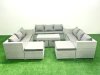Fimous Outdoor Rattan Garden Furniture Set with Grey Cushions Luxury 13 Seater with Coffee Table For Conservatory,Patio