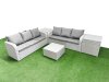 Fimous Outdoor Garden Furniture Sets 6 Seater Wicker Rattan Furniture Sofa Sets with Square Coffee Table high Back Lounge Sofa 2 Side Table Light Grey