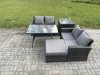 Fimous Garden Furniture Sets 5 Pieces Wicker Rattan Furniture Manual Wicker Patio Sofa Patio Conversation Set with Side Table Big Footstool Dark Grey Mixed