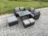 Fimous Outdoor Garden Furniture Sets 6 Pieces Rattan Furniture Manual Wicker Patio Sofa Patio Conversation Set with 3 Footstools Dark Grey Mixed