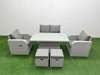 Fimous Light Grey PE Wicker Rattan Garden Furniture Set Sofa Set Reclining Chair Adjustable Lifting Dining or Coffee Table 6 Seater 2 Small Stools