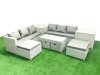 Fimous Outdoor Rattan Garden Furniture Set with Grey Cushions Luxury 10 Seater with Coffee Table and 2 Side Tables For Conservatory,Patio
