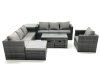 Fimous Outdoor Garden Furniture Set 10 Seater Rattan Sofa Set with Coffee Table 3 Footstools Armchair Side Table Dark Grey Mixed