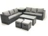 Fimous Garden Outdoor Rattan Furniture Set with Sofa Coffee table 2 Small Footstools Side Table Dark Grey Mixed