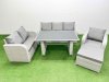 Fimous Rattan Outdoor Table Reclining Chair Sofa Set with Big Stool Light Grey 7 Seater
