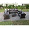 Fimous 8 Seater Grey Rattan Sofa Set Coffee Table Arm Chair Outdoor Garden Furniture