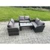 Fimous Rattan Garden Furniture Set 6 Seater Indoor Outdoor Patio Sofa Set with Coffee Table Loveseat Sofa Dark Grey Mixed