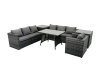 Fimous Rattan Dining Table Sofa Set with 2 Side Tables Outdoor 7 Seat Garden Furniture Set Dark Grey Mixed