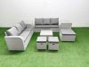 Fimous Outdoor Garden Furniture Sets 9 Seater Wicker Rattan Furniture Sofa Sets with Square Coffee Table high Back Lounge Sofa 3 Stools 2 Side Table Light Grey
