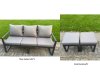 Fimous U-shaped Garden Furniture Set 10-Seater Aluminium Outdoor Dining Set with Adjustable Rising Lifting Dining Table 2 Side Tables Big Footstool Dark Grey