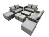 Fimous PE Rattan Garden Furniture Set Lounge Double Seat Sofa Coffee Table Set with 4 Stools Dark Grey MixedMixed
