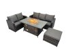 Fimous Garden Outdoor Rattan Furniture Set Rattan Love Sofa 3 Seater Sofa with Big Footstool Dark Grey Mixed