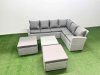 Fimous Garden Outdoor PE Rattan Furniture Set 8 Seater Rattan Garden Sofa Set with Square Coffee Table Light Grey Mixed