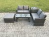 Fimous 5 Pieces Garden Furniture Sets Poly Rattan Outdoor Patio Furniture PE Wicker Furniture Set with Big Footstool Loveseat and Table for Garden Backyard Dark Grey Mixed