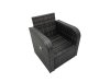 Fimous Wicker PE Rattan Garden Outdoor Furniture Set Love Sofa Dining Table Sets with 2 Big Stools Dark Grey Mixed