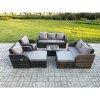 Fimous 9 Seater Outdoor Rattan Garden Furniture Set Conservatory Patio Sofa Coffee Table With 2 Big Footstool Love Sofa Dark Grey Mixed