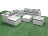 Fimous Rattan Garden Outdoor Furniture Set 8 Seater Rattan Garden Sofa Set with 2 Big Footstools Side Table Light Grey Mixed