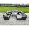 Fimous 9 Seater Wicker PE Rattan Sofa Set Outdoor Patio Garden Furniture with 2 Reclining Chairs Coffee Table 2 Side Tables Big Footstool Dark Grey Mixed
