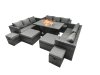 Fimous Rattan Garden Furniture Firepit Dining Set 13 Seater Lounge Sofa Table Set with 4 Footstools