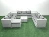 Fimous Rattan Garden Outdoor Furniture Set 10 Seater Rattan Garden Sofa Set with Big Footstool 2 Side Tables Light Grey Mixed