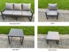 Fimous Aluminium Garden Furniture Set 4 Piece Aluminium Lounge Seating Adjustable Rising Lifting Dining Table Set with Cushions Big Footstool Dark Grey