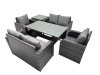 Fimous 6 Seat Outdoor Wicker PE Rattan Garden Furniture Set Dining Table Sofa Sets with Side Table Dark Grey Mixed